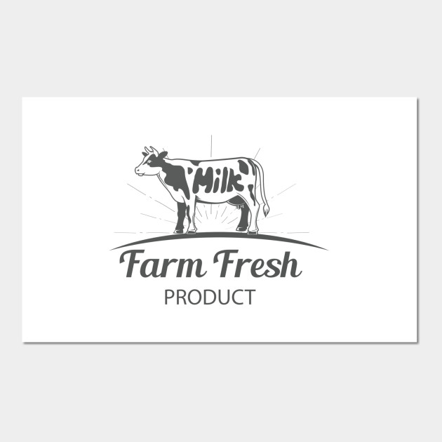Farm Cow With Milk Logo